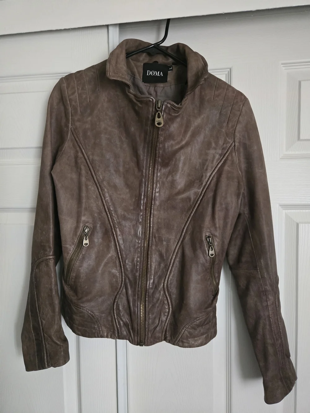 DOMA Women's Brown Leather Zip Jacket - Picture 2 of 11